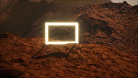 Neon-Portal-on-Mars-Planet-Surface-With-Dust-Blowing